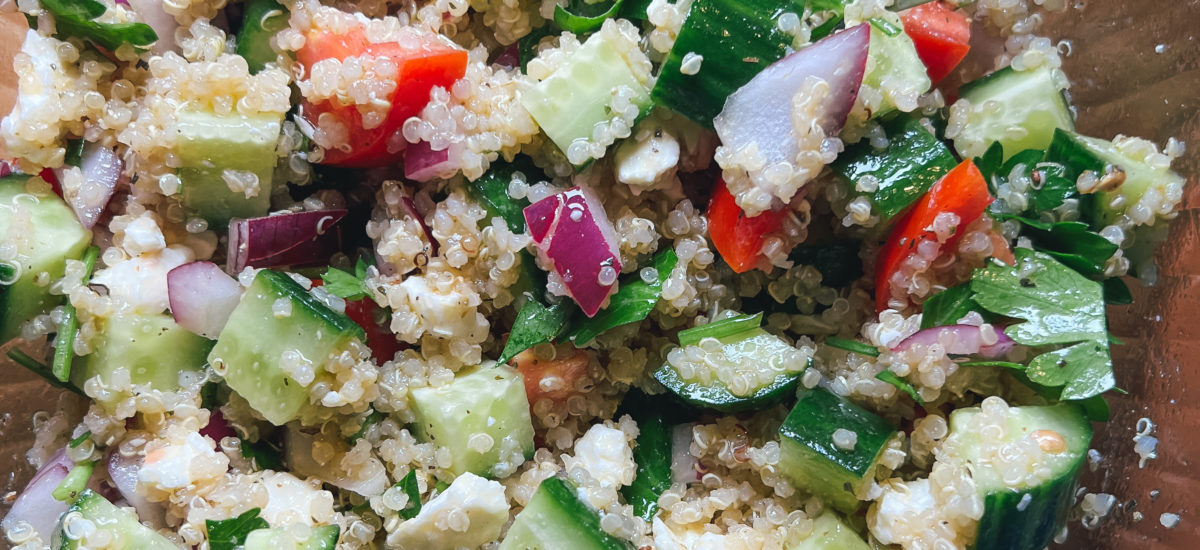 QUINOA TOMATO CUCUMBER SALAD WITH A LEMONY ITALIAN VINAIGRETTE