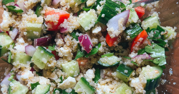 QUINOA TOMATO CUCUMBER SALAD WITH A LEMONY ITALIAN VINAIGRETTE