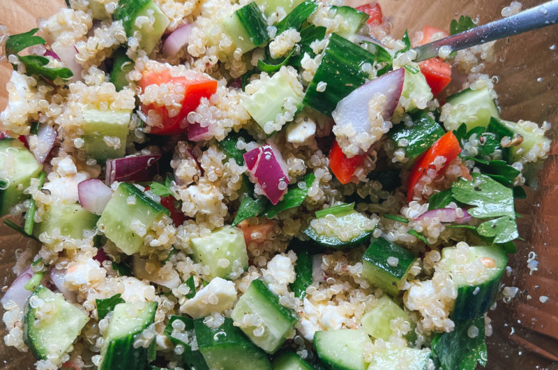 QUINOA TOMATO CUCUMBER SALAD WITH A LEMONY ITALIAN VINAIGRETTE